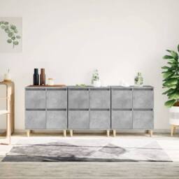 Berkfield Home Sideboards 3 pcs Concrete Grey 60x35x70 cm Engineered Wood - Size: 60 x 35 x 70 cm - thumbnail 2