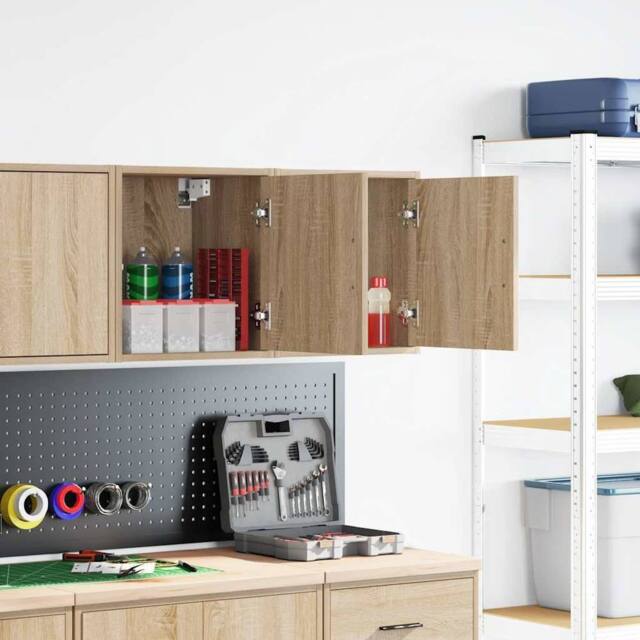 Berkfield Home Garage Wall Cabinets 2 pcs Sonoma Oak Engineered Wood in Brown - image 1