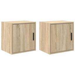 Berkfield Home Garage Wall Cabinets 2 pcs Sonoma Oak Engineered Wood in Brown - thumbnail 2