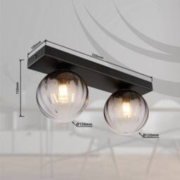 Netlighting Dallerta Globe Ceiling Light Matt Black Smoke Glass Shade 2x G9 - thumbnail 6