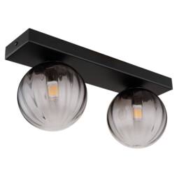 Netlighting Dallerta Globe Ceiling Light Matt Black Smoke Glass Shade 2x G9 - thumbnail 2