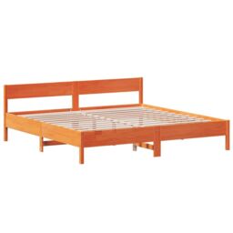 Berkfield Home Bed Frame without Mattress Wax Brown 180x200 cm Super King Solid Wood Pine - thumbnail 3