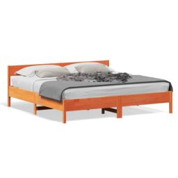 Berkfield Home Bed Frame without Mattress Wax Brown 180x200 cm Super King Solid Wood Pine - thumbnail 2