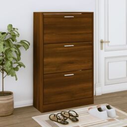 Berkfield Home Shoe Cabinet Brown Oak 63x24x103 cm Engineered Wood - Size: 63 x 24 x 103 cm - thumbnail 1