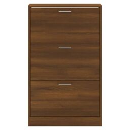 Berkfield Home Shoe Cabinet Brown Oak 63x24x103 cm Engineered Wood - Size: 63 x 24 x 103 cm - thumbnail 4