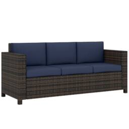 OUTSUNNY Rattan Wicker 3-seater Sofa Chair Patio Furniture in Dark Blue - thumbnail 2