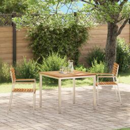 Berkfield Home Stackable Garden Chairs 2 pcs Solid Wood Teak&Stainless Steel in Brown