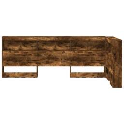 Berkfield Home Storage Headboard with Shelf Smoked oak 80 cm Engineered wood in Brown - thumbnail 6
