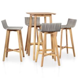 Berkfield Home 5 Piece Outdoor Dining Set Solid Acacia Wood in Brown - thumbnail 1