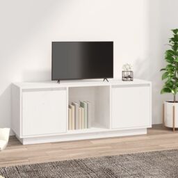Berkfield Home TV Cabinet White 110.5x35x44 cm Solid Wood Pine - thumbnail 1