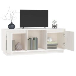 Berkfield Home TV Cabinet White 110.5x35x44 cm Solid Wood Pine - thumbnail 4