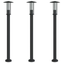 Berkfield Home Outdoor Floor Lamps 3pcs Black 100 cm Stainless Steel - thumbnail 2