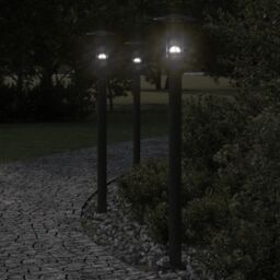 Berkfield Home Outdoor Floor Lamps 3pcs Black 100 cm Stainless Steel - thumbnail 1