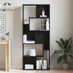Berkfield Home Bookcase Black Oak 67x24x161 cm Engineered Wood - Size: 67 x 24 x 161 cm - thumbnail 3