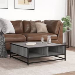 Berkfield Home Durable Coffee Table Grey Sonoma 80x80x30 cm Engineered Wood & Metal - Size: 80 x 80 x 30 cm - thumbnail 1