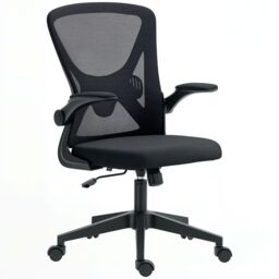 VINSETTO Ergonomic Mesh Office Chair with Flip-up Armrests, Height Adjustable Computer Chair with Swivel Wheels in Black - thumbnail 2