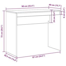 Berkfield Home Modern Desk Old Wood 90x40x72 cm Engineered Wood in Brown - Size: 90 x 40 x 72 cm - thumbnail 9