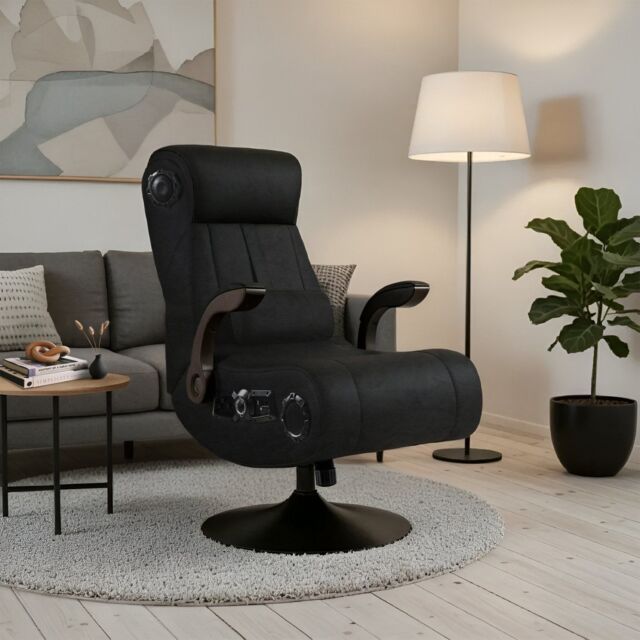 X Rocker Deluxe Console Gaming Chair Upholstered with 4.1 Surround Speakers in Black - image 1