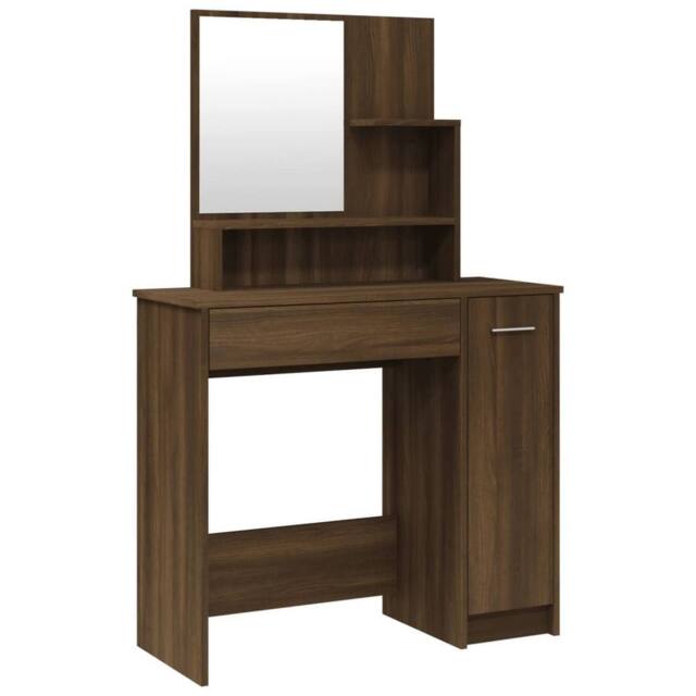 Berkfield Home Dressing Table with Mirror Brown Oak 86.5x35x136 cm - image 1
