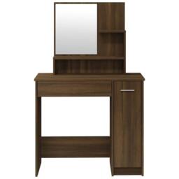 Berkfield Home Dressing Table with Mirror Brown Oak 86.5x35x136 cm - thumbnail 6