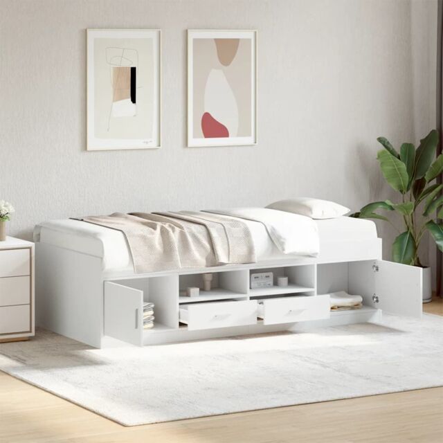 Berkfield Home Daybed with Drawers without Mattress White 90x190 cm Single - image 1