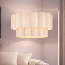 CGC Lighting Kyra Cream Angled Floor Lamp with Two Layer Scalloped Lampshade - thumbnail 3