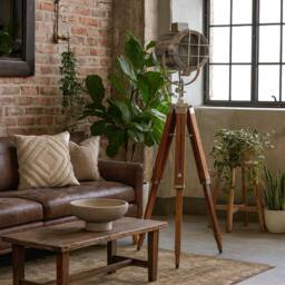 Wyld Haus Ferrara Chrome Caged Spotlight Tripod Floor Lamp in Metallic Silver - thumbnail 1
