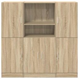 Berkfield Home 3 Piece Kitchen Cabinet Set Sonoma Oak Engineered Wood in Brown - thumbnail 5