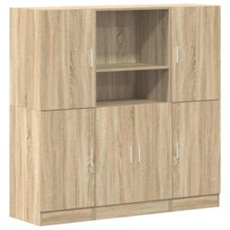 Berkfield Home 3 Piece Kitchen Cabinet Set Sonoma Oak Engineered Wood in Brown - thumbnail 2