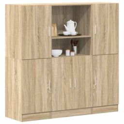 Berkfield Home 3 Piece Kitchen Cabinet Set Sonoma Oak Engineered Wood in Brown - thumbnail 1
