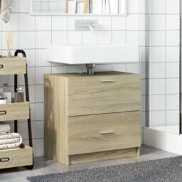 Berkfield Home Sink Cabinet Sonoma Oak 59x37x59 cm Engineered Wood in Light Tan - Size: 59 x 37 x 59 cm - thumbnail 3