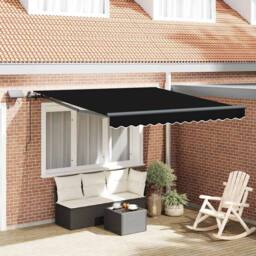 Berkfield Home Manual Retractable Awning with LED Black 300x250 cm - thumbnail 2