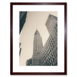 "Artery8 Wall Art Print Lextrait Chrysler Building NY BW Framed in Brown - Size: W7"" x H9""" - thumbnail 1