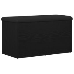 Berkfield Home Storage Bench Black Oak 80x40x45 cm Engineered Wood - Size: 80 x 40 x 45 cm - thumbnail 2