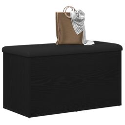 Berkfield Home Storage Bench Black Oak 80x40x45 cm Engineered Wood - Size: 80 x 40 x 45 cm - thumbnail 3