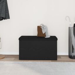 Berkfield Home Storage Bench Black Oak 80x40x45 cm Engineered Wood - Size: 80 x 40 x 45 cm - thumbnail 4