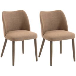 HOMCOM Dining Chairs Set of 2, Kitchen Chairs with Padded Seat, Curved Back in Brown - Size: 120 - thumbnail 2
