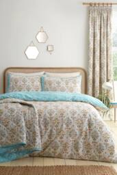 Dreams & Drapes 'Edena Decorative Floral' Lined Pencil Pleat Curtains in Natural - Size: 168 cm width x 183 cm drop - thumbnail 4