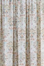 Dreams & Drapes 'Edena Decorative Floral' Lined Pencil Pleat Curtains in Natural - Size: 168 cm width x 183 cm drop - thumbnail 3