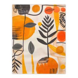 "Artery8 Mid Century Modern Abstract Plant Lover Painting Wall Art Print in Orange - Size: W12"" x H16""" - thumbnail 1