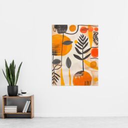 "Artery8 Mid Century Modern Abstract Plant Lover Painting Wall Art Print in Orange - Size: W12"" x H16""" - thumbnail 4