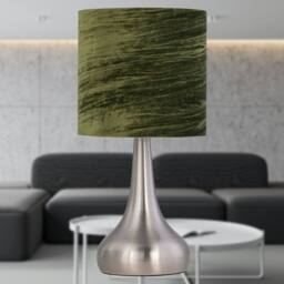 First Choice Lighting Romana - Brushed Chrome Touch Table Lamp with Green Velvet Shade in Silver - thumbnail 3