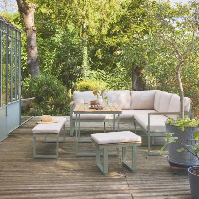 sweeek 8-seater Garden Lounge In Acacia Wood & Aluminium in Khaki - image 1