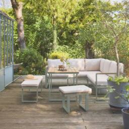 sweeek 8-seater Garden Lounge In Acacia Wood & Aluminium in Khaki - thumbnail 3