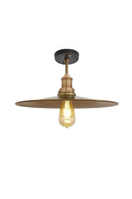 Industville Brooklyn Flat Flush Mount, 15 Inch, Brass, Brass Holder in Bronze - image 1