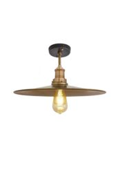 Industville Brooklyn Flat Flush Mount, 15 Inch, Brass, Brass Holder in Bronze