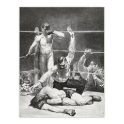 "Artery8 George Bellows Counted Out First Stone Boxing Wall Art Print in Grey - Size: W12"" x H16""" - thumbnail 1