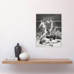 "Artery8 George Bellows Counted Out First Stone Boxing Wall Art Print in Grey - Size: W12"" x H16""" - thumbnail 4