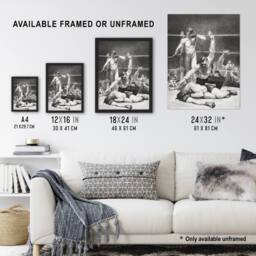 "Artery8 George Bellows Counted Out First Stone Boxing Wall Art Print in Grey - Size: W12"" x H16""" - thumbnail 3