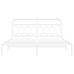 Berkfield Home Metal Bed Frame without Mattress with Headboard White 183x213cm - Size: 183x213 cm - thumbnail 4
